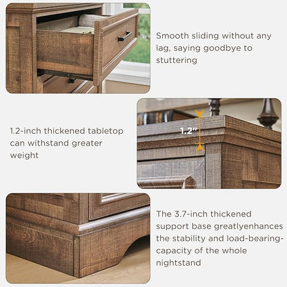 ACCOHOHO Farmhouse 8 Drawers Dresser Chests for Bedroom,52" Wide Wood Rustic Chest of Drawers with Metal Handle,Natural Texture,Drawer Organizer for Bedroom,Living Room,Hallway and Entryway,LB