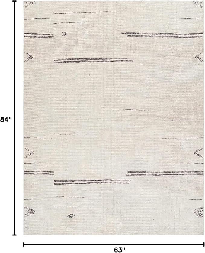Livabliss x Becki Owens Rivi Moroccan Area Rug , 5'3" x 7', Cream/Charcoal