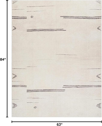 Livabliss x Becki Owens Rivi Moroccan Area Rug , 5'3" x 7', Cream/Charcoal