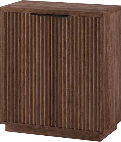Henn&Hart 28" Fluted Wooden Accent Cabinet, Modern Ribbed Sideboard Buffet Cabinet with 2 Doors and an Adjustable Shelf for Living Room, Dining Room, Bedroom or Entryway, Satin Walnut