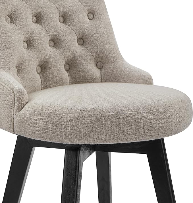 Watson & Whitely Bar Stools, 360° Swivel Upholstered Bar Stool with Back, 30" H Bar Height Barstools, Set of 2, Performance Fabric in Tan