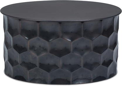 SIMPLIHOME Whitney Industrial 31 inch Wide Metal Storage Coffee Table in Antique Bronze, Fully Assembled for the Living Room and Bedroom