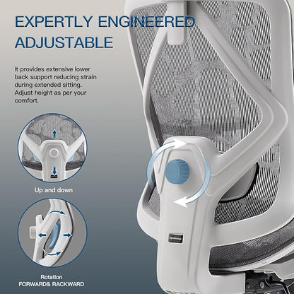 Ergonomic Office Chair with Lumbar Support, 3D Adjustable Armrest, Mesh Home Office Desk Chairs, Swivel Computer Chair, High Back Reclining Executive Office Chair,400lbs Capacity (Grey)