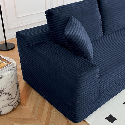 150" Oversized Modular Sectional Sofa,Deep Seat Cloud Corduroy Boneless Couch with Cup Holders,USB Ports, Wireless Charging & Storage Box,Upholstered Modular Sleeper Sofa for Living Room (Blue)