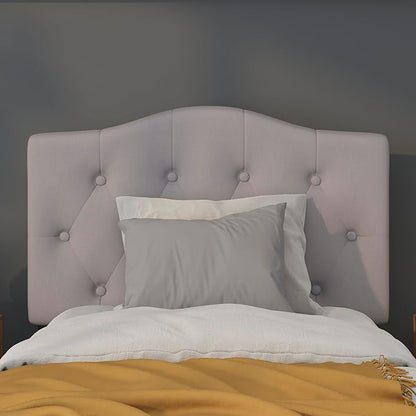 BizChair Arched Button Tufted Twin Size Headboard in Light Gray Fabric