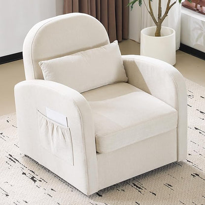 MELLCOM Oversized Swivel Accent Chair with Hidden Storage, Comfy Chenille Fabric Upholstered Leisure Armchair with Lumbar Pillow and Side Pocket for Living Room Bedroom Reception Room and Office