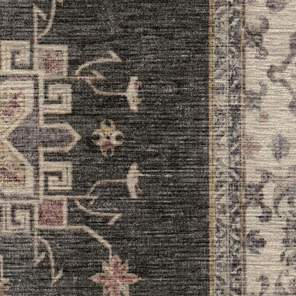 RUGGABLE Washable Vintage Area Rug – Verena Dark Wood 2x3, Stain-Resistant, Non-Slip – Small Machine Washable Rugs for Living Room, Bedroom, Hallway, Entryway & Bathroom–with Standard Pad
