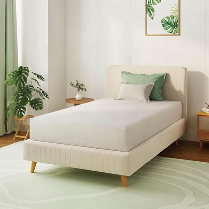 Twin Mattress 12 Inch Green Tea Memory Foam Mattress for Cool Sleep & Pressure Relief,Medium Feel Support, Fiberglass Free, Bed in a Box, Removable Washable Cover, CertiPUR-US Certified