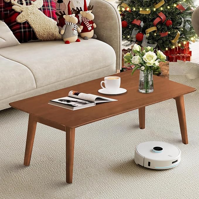 Folding Floor Table Low Coffee Table for Sitting On The Floor Japanese Floor Table No Assembly Tatami FoldableTable for Living Room Home Office (Walnut, Small)