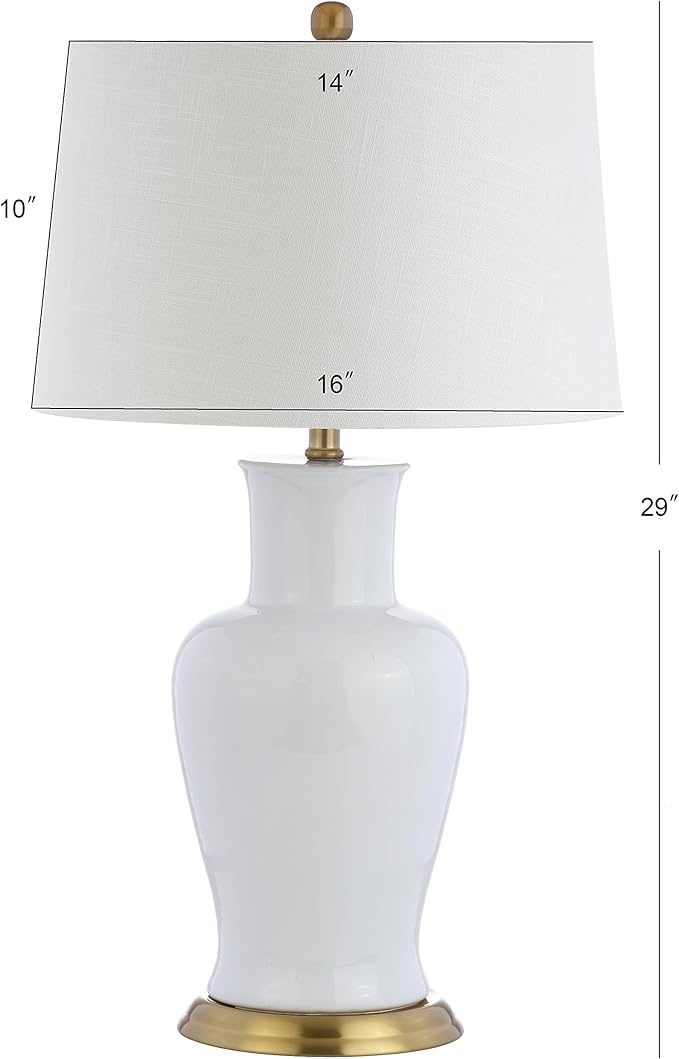 JONATHAN Y JYL4026A Julian 29" Ceramic LED Table Lamp Traditional Transitional Bedside Desk Nightstand Lamp for Bedroom Living Room Office College Bookcase LED Bulb Included, White/Gold