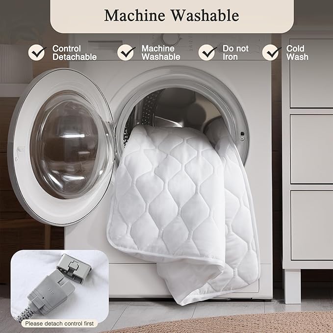 Beautyrest Cotton Heated Mattress Pad - Bed Warmer with 20 Heat Settings Controller, Auto Shut Off Timer, All Around Elastic Deep Pocket, UL Certified, Machine Washable, White Cal King