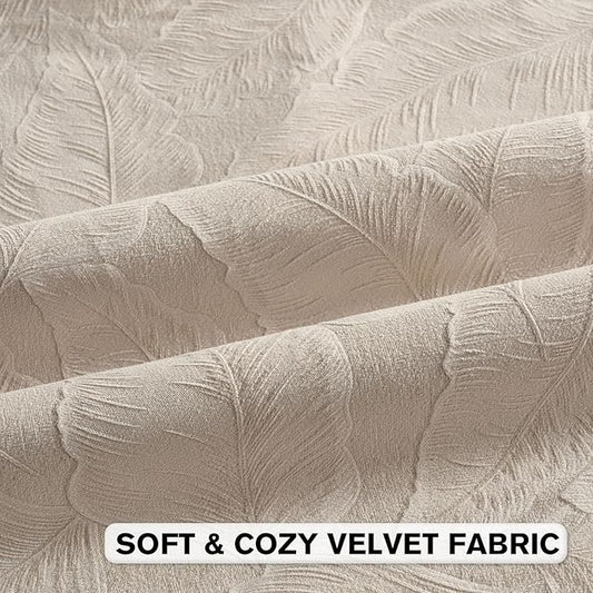 FUTEI Beige Velvet Throw Pillow Covers 22x22 Inch Set of 2,Soft Embossed Leaf-Relief Textured Cushion Cases,Natural Home Decor for Couch Living Room