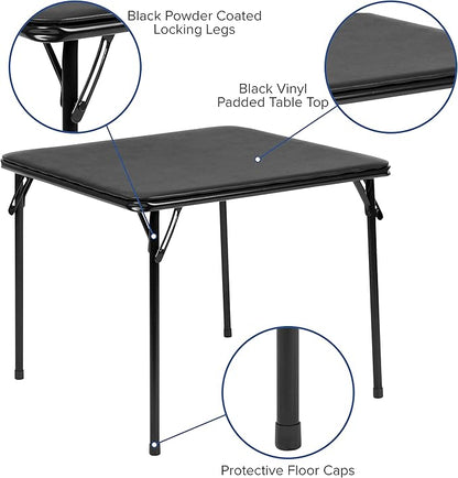 Flash Furniture Mindy Kids 3-Piece Folding Table and Chairs Set for Daycare and Classrooms, Children's Activity Table and Chairs Set, Black