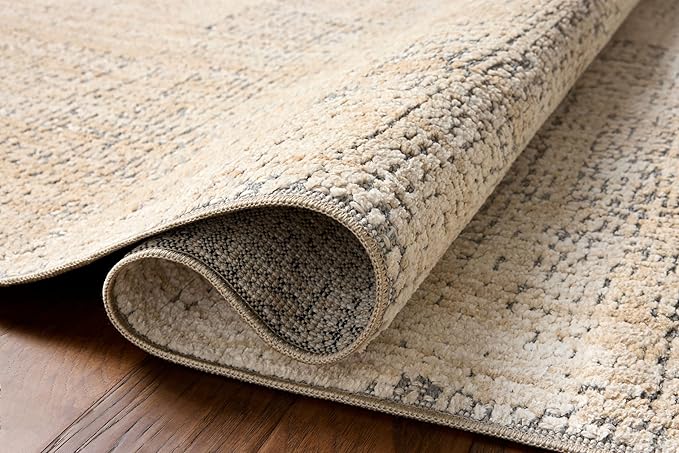 Loloi Amber Lewis Bexley Collection BEX-03 Natural/Slate 6'-6" x 9'-3" Area Rug Neutral, Textured, Living, Bedroom, Dining, Carpet