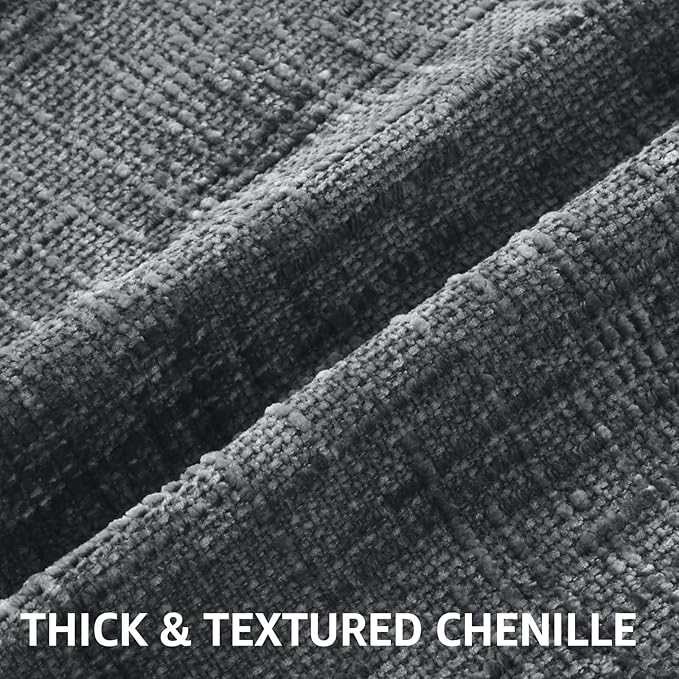 decorUhome Dark Grey Chenille Throw Pillow Covers 18x18 Set of 2 Thick Textured Slubby Couch Pillow Covers Farmhouse Accent Modern Neutral Decorative Pillow Cases for Bed Sofa Living Room