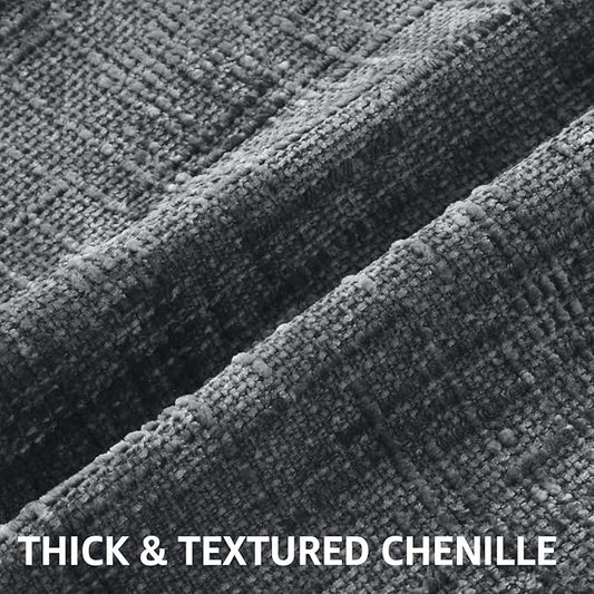 decorUhome Dark Grey Chenille Throw Pillow Covers 20x20 Set of 2 Thick Textured Slubby Couch Pillow Covers Farmhouse Accent Modern Neutral Decorative Pillow Cases for Bed Sofa Living Room