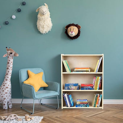 3-Shelf Bookcase, Montessori Bookshelf and Storage Unit in Birch Plywood, Arts & Crafts Supplies Organizer for Toddlers (42")