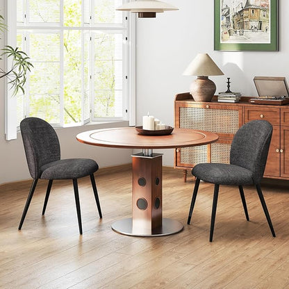 Upholstered Dining Chairs Set of 4, Modern Kitchen Side Chair with Padded Seat Comfortable Chenille Fabric Study Black Matel Legs,Desk Chair with Back for Dining Rooms, Black