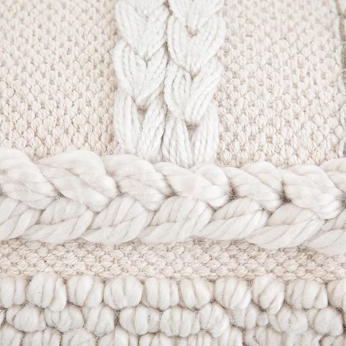 SIMPLIHOME Sommer Boho Square Pouf in Natural Handloom Woven Pattern for the Living Room, Bedroom and Kids Room