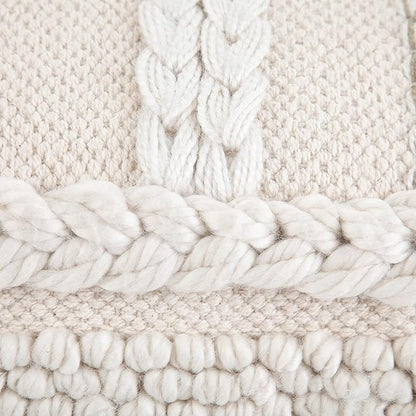 SIMPLIHOME Sommer Boho Square Pouf in Natural Handloom Woven Pattern for the Living Room, Bedroom and Kids Room