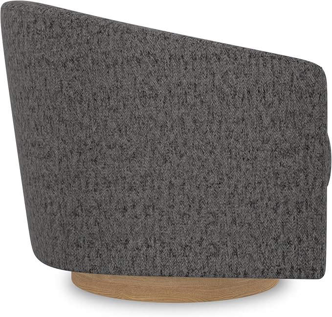 Swivel Accent Chair, Upholstered Modern Barrel-Curved Arm Chair, Velvet Fabric Comfty Sofa Reading Chair with Solid Wood Base for Living Room, Bedroom, Club, Pebble Grey
