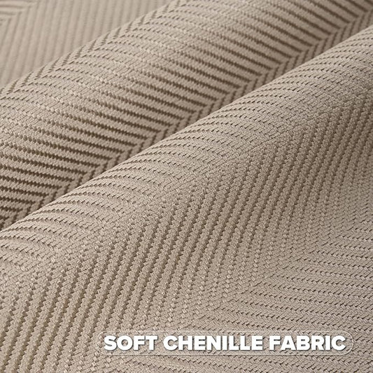 FUTEI Oatmeal Chenille Throw Pillow Covers 26x26 Inch Set of 2,Soft Wide Chevron Textured Euro Pillow Shams,Farmhouse Home Decor for Couch Bed Living Room