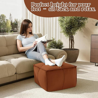 MeMoreCool Stuffed Round Pouf Ottoman Foot Rest, Floor Pouf Foot Stool with Soft Foam Chunk Filling, Small Round Ottoman Footstool Circle Footrest for Living Room