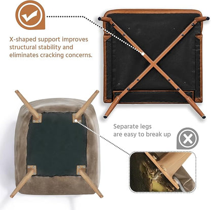 Yaheetech Accent Chair, Living Room Chair Mid Century PU Leather Armchair Lumbar Pillow, Comfy Upholstered Reading Chair Wood Leg Bedroom Brown 2PCS