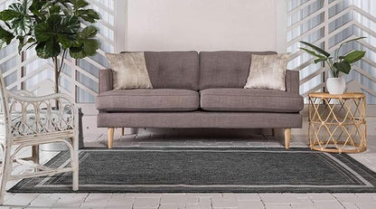 Unique Loom Outdoor Border Collection Area Rug - Soft Border (9' x 12' Rectangle, Black/ Ivory)