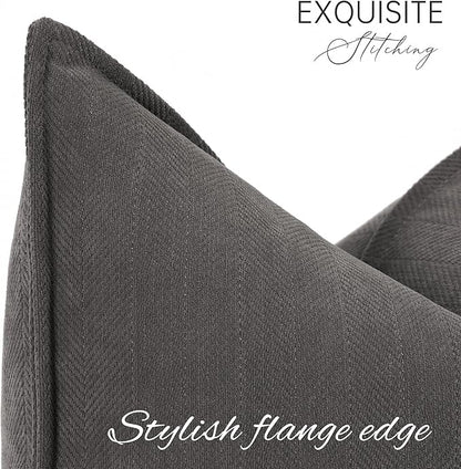 ZWJD Rustic Gray Pillow Covers 22x22 Set of 2 Chenille Throw Pillow Covers with Elegant Design Soft and Luxurious Decorative Throw Pillows for Couch, Bed, and Home Decor