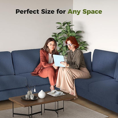 Kidirect 70in Corduroy Couch, Sofa No Tool Assembly, Comfy Couches for Living Room 21in Deeper Seats, Corduroy Sofas for Living Room with 2 Pillows, Oversized Loveseat Sofa, Boho Love Seat Blue Couch