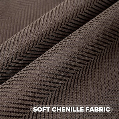 FUTEI Dark Coffee Chenille Throw Pillow Covers 24x24 Inch Set of 2,Soft Wide Chevron Textured European Pillow Shams,Farmhouse Home Decor for Couch Bed Living Room