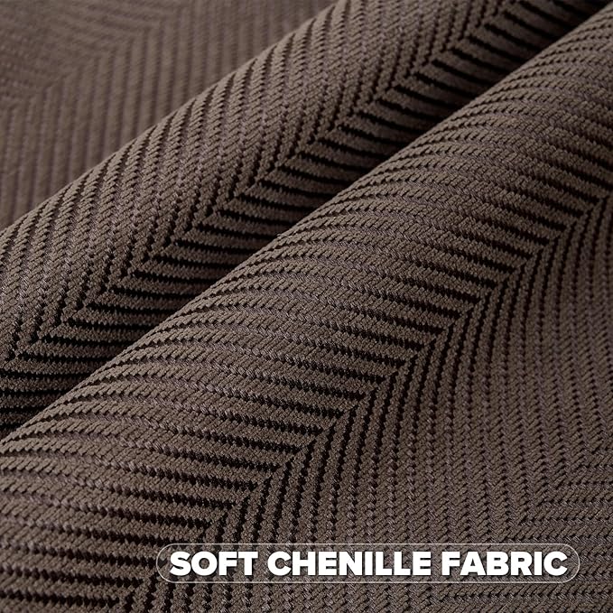 FUTEI Dark Coffee Chenille Throw Pillow Covers 16x16 Inch Set of 2,Soft Wide Chevron Textured Cushion Case,Farmhouse Home Decor for Couch Bed Living Room