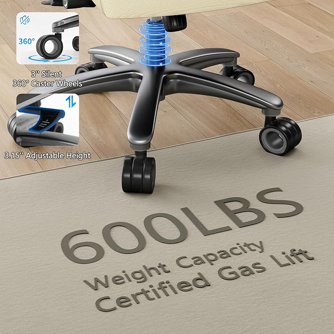Big and Tall Office Chair with 5D Arms, 600lbs Fabric & PU Leather Heavy Duty Desk Chair, Adjustable Lumbar Support & Height, Tilt Function, High Back Ergonomic Executive Computer Chair