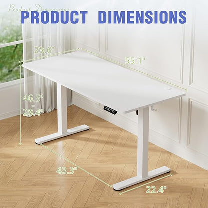 Homall Height Adjustable Electric Standing Desk, Memory Stand up Desk with Headphone Hook, Home Office Desks with Splice Board