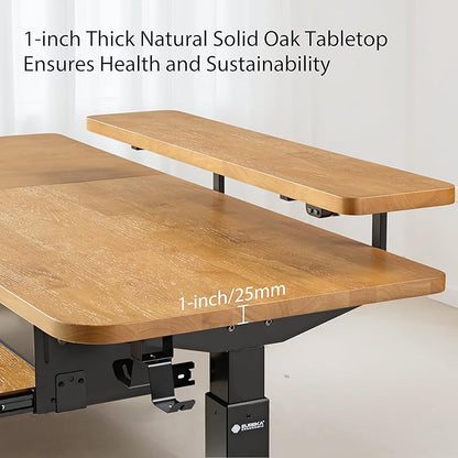 EUREKA ERGONOMIC L Shaped Standing Desk w Keyboard Tray,61" Electric Corner Standing Desk, Computer Desk w LED Monitor Stand,Dual Motor,Solid Wood,Left/Oak