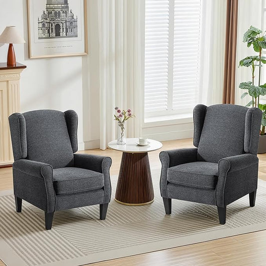 Accent Chair Set of 2, Modern Living Room Chairs with Wingback, Comfy Upholstered High Back Single Sofa for Bedroom, Mid-Century Reading Armchair Sillas para Sala