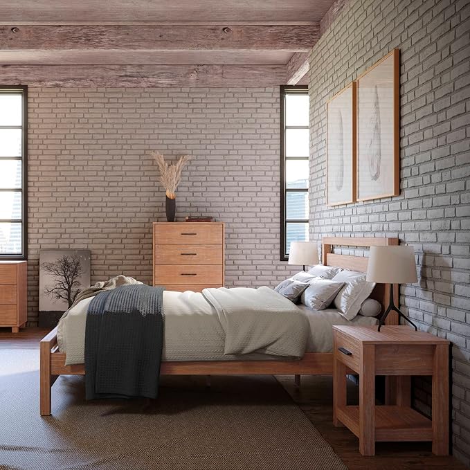 Grain Wood Furniture Loft Full Size Solid Wood Bed, Acacia
