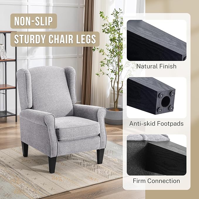 Accent Chair Set of 2, Modern Living Room Chairs with Wingback, Comfy Upholstered High Back Single Sofa for Bedroom, Mid-Century Reading Armchair Sillas para Sala