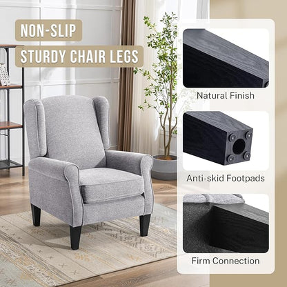 Accent Chair Set of 2, Modern Living Room Chairs with Wingback, Comfy Upholstered High Back Single Sofa for Bedroom, Mid-Century Reading Armchair Sillas para Sala