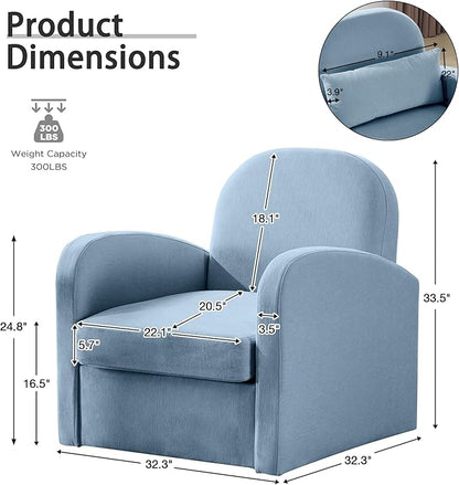 MELLCOM Oversized Swivel Accent Chair with Hidden Storage, Comfy Chenille Fabric Upholstered Leisure Armchair with Lumbar Pillow and Side Pocket for Living Room Bedroom Reception Room and Office