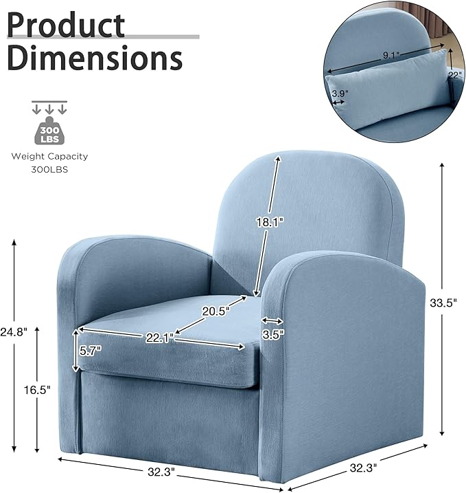 MELLCOM Swivel Accent Chair with Hidden Storage Set of 2, Comfy Chenille Fabric Upholstered Leisure Armchair with Lumbar Pillow and Side Pocket for Living Room Bedroom Reception Room and Office