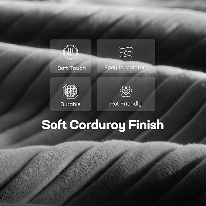Marsail Modular Sectional Sofa, 111" L-Shaped Modular Sectional Couch with Deep Seat, Freely Combinable Sectional Cloud Sofa for Living Room, No Assembly, Plush Corduroy Fabric, Grey