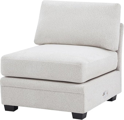 Christopher Knight Home Zery 7-Piece U-Shape Lounge Sofa Couch with Ottomans, Modern Modular Sectional Sofa Set with Pillow Back for Living Room, Chenille Upholstered Cloud Couch with Deep Seat,Beige