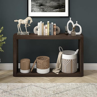 Henn&Hart 52" Wide Rectangular Console Table in Warm Brown, for Home, Living Room, Bedroom, Entertainment Room, Office