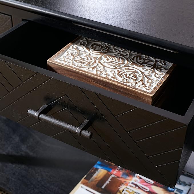 SAFAVIEH Home Collection Peyton Black 3-Drawer Lower Shelf Console Table CNS5705B