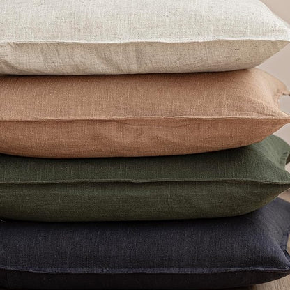 Foindtower Pack of 2, Decorative Linen Solid Throw Pillow Covers Soft Accent Cushion Case Farmhouse Neutral Pillowcase for Chair Couch Sofa Bedroom Living Room Home Decor 22 x 22 Inch Dark Olive Green