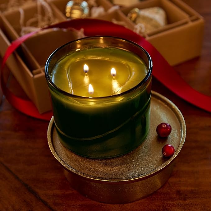 Thymes Frasier Fir Scented Candles for Home Decor – Green Heritage Holiday Candle – Notes of Siberian Fir Needles, Cedarwood & Sandalwood – Luxury Home Fragrance Gifts for Women & Men (3-Wick, 17 oz)