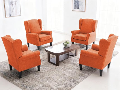 Accent Chair for Living Room Set of 2, High Back Reading Armchairs with Removable Seat Cushion, Mid-Century Single Couch in Fabric, Modern Ergonomic Wingback Chair for Bedroom,Club, Balcony