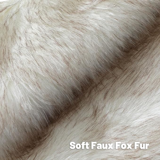FUTEI Coffee White Decorative Throw Pillow Covers 16x16 Inch Set of 2,Soft Fluffy Faux Fox Fur Textured Cushion Case,Modern Home Decor for Couch Living Room